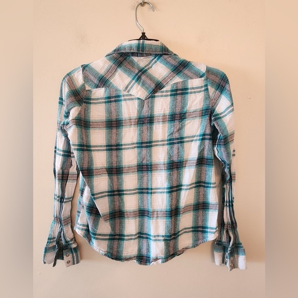 Wrangler womens long sleeve plaid shirt pearl snaps size small - Picture 3 of 4